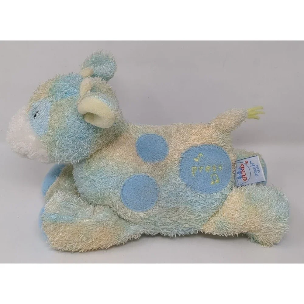 Baby Gund Sprinkles Cow Musical Plush Tye Dye Yellow‎ Blue Working 58207 Vintage